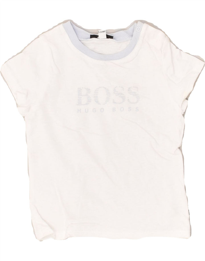 HUGO BOSS Baby Boys Graphic T-Shirt Top 3-6 Months White Cotton | Vintage Hugo Boss | Thrift | Second-Hand Hugo Boss | Used Clothing | Messina Hembry 