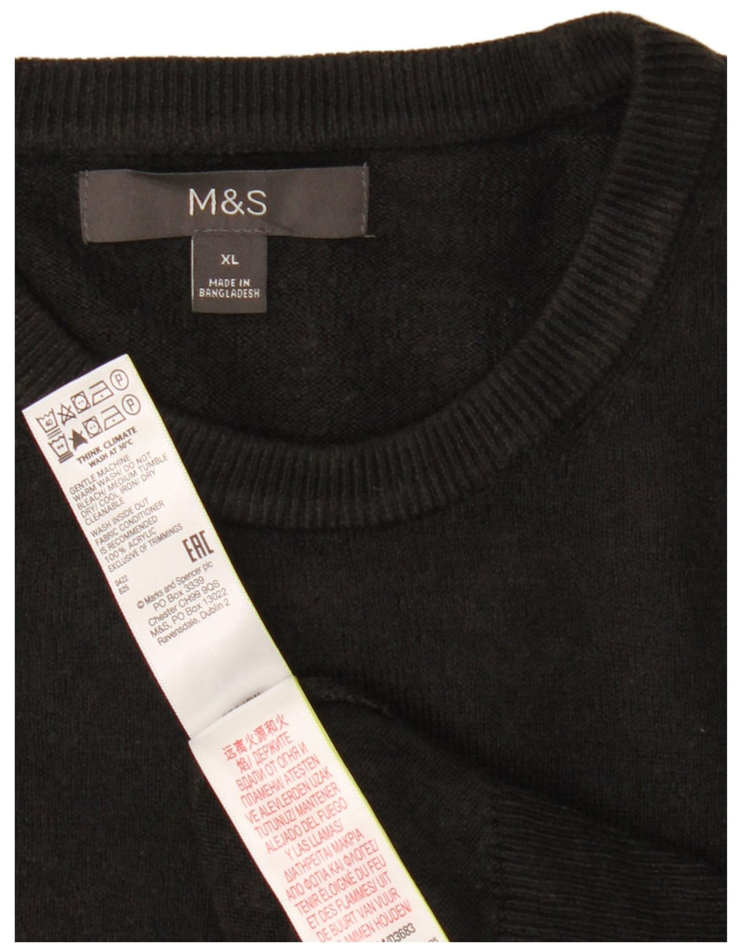Marks & Spencer Jersey de Cuello Redondo para Hombre XL Acrílico Negro