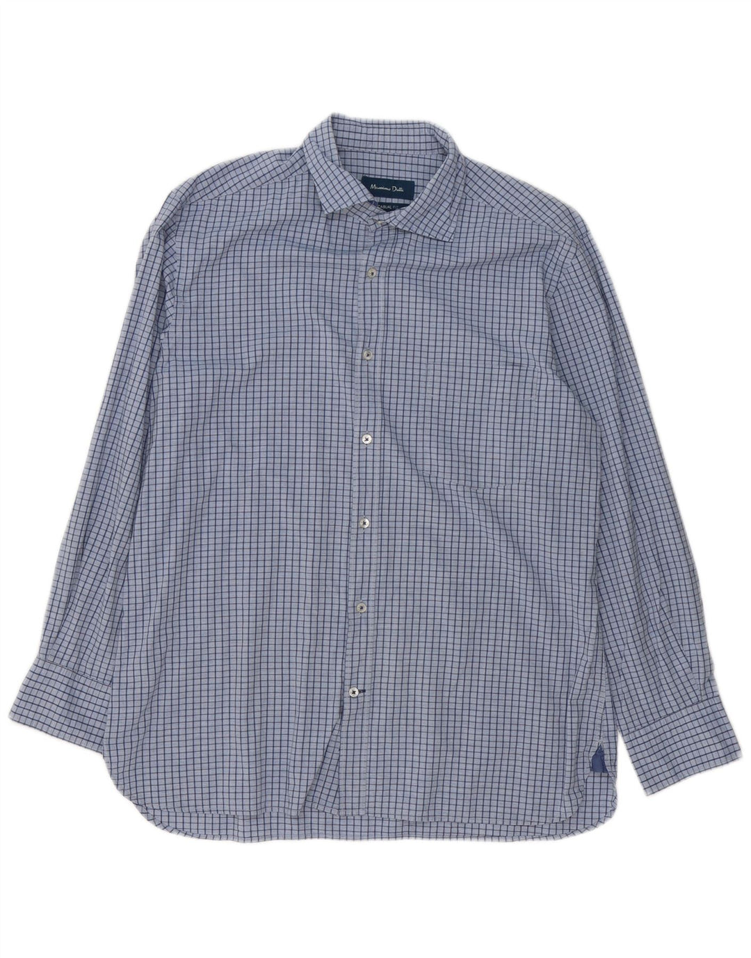 Camisa Massimo Dutti Hombre Casual Fit Cuadros Azul Grande Algodón