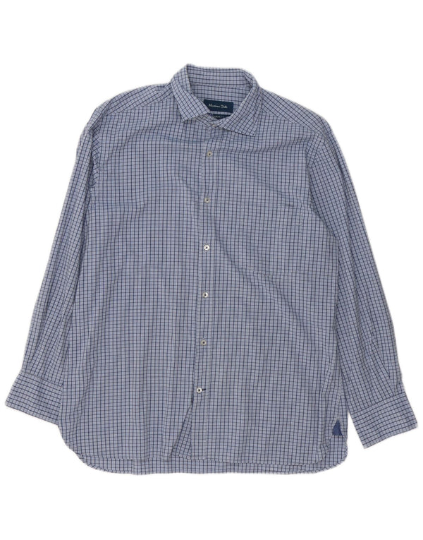 Camisa Massimo Dutti Hombre Casual Fit Cuadros Azul Grande Algodón