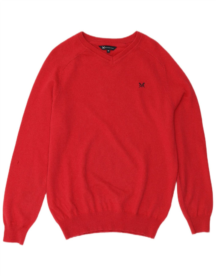 CREW CLOTHING Suéter con Cuello en V para Hombre Lana Merino Roja Mediana