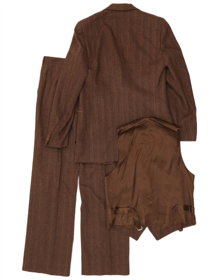 Abital Traje de 3 botones para hombre IT 48 Medium W32 L32 Lana a rayas marrón