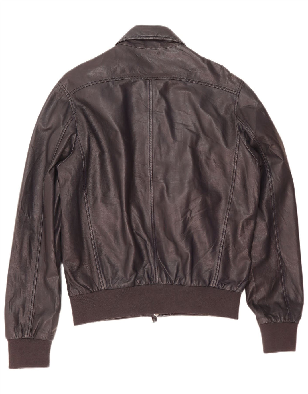 Pollini Chaqueta Bomber De Cuero Para Hombre IT 50 Grande Cuero Azul Marino