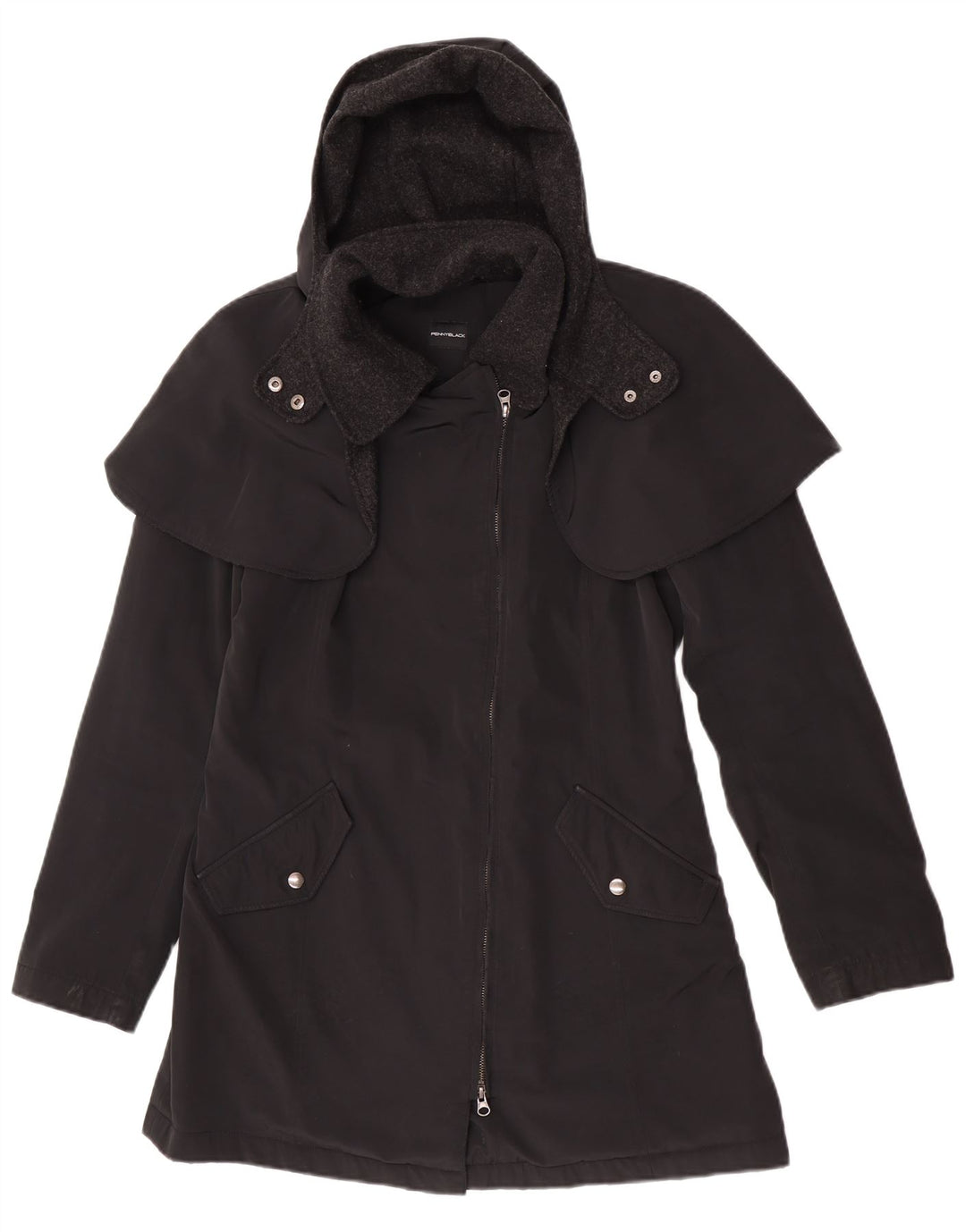 Penny Black Abrigo tipo capa con capucha para mujer UK 10 Small Black