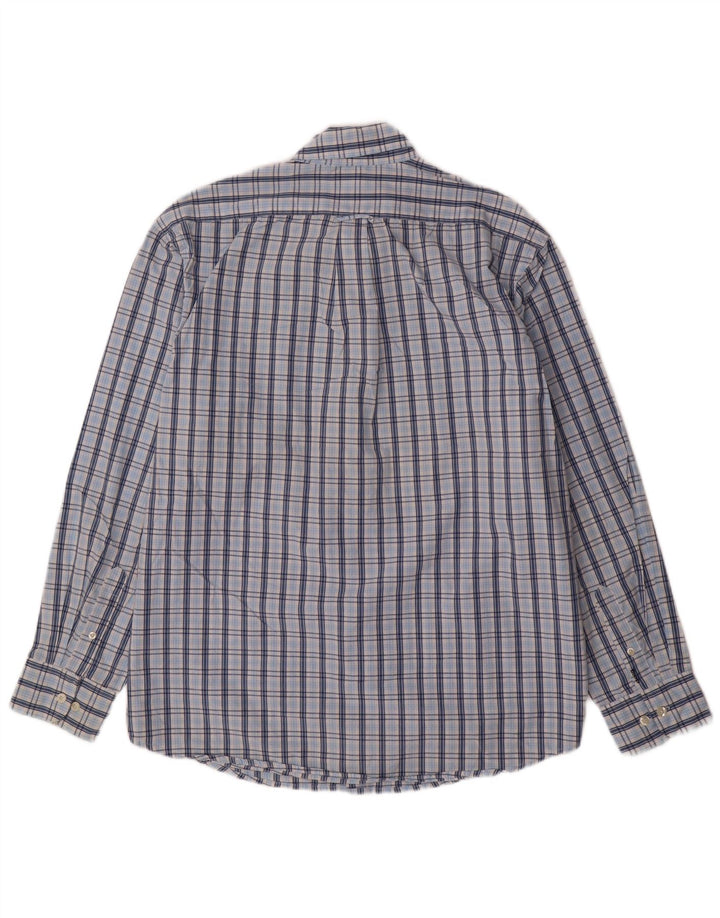IZOD Camisa de hombre grande de algodón a cuadros azules