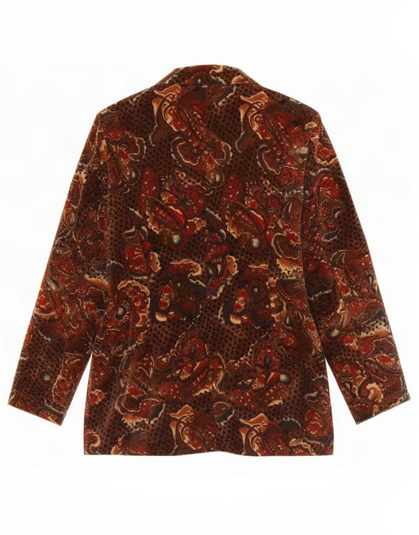 Vintage mujer 3 botones terciopelo Blazer chaqueta IT 50 XL marrón Paisley
