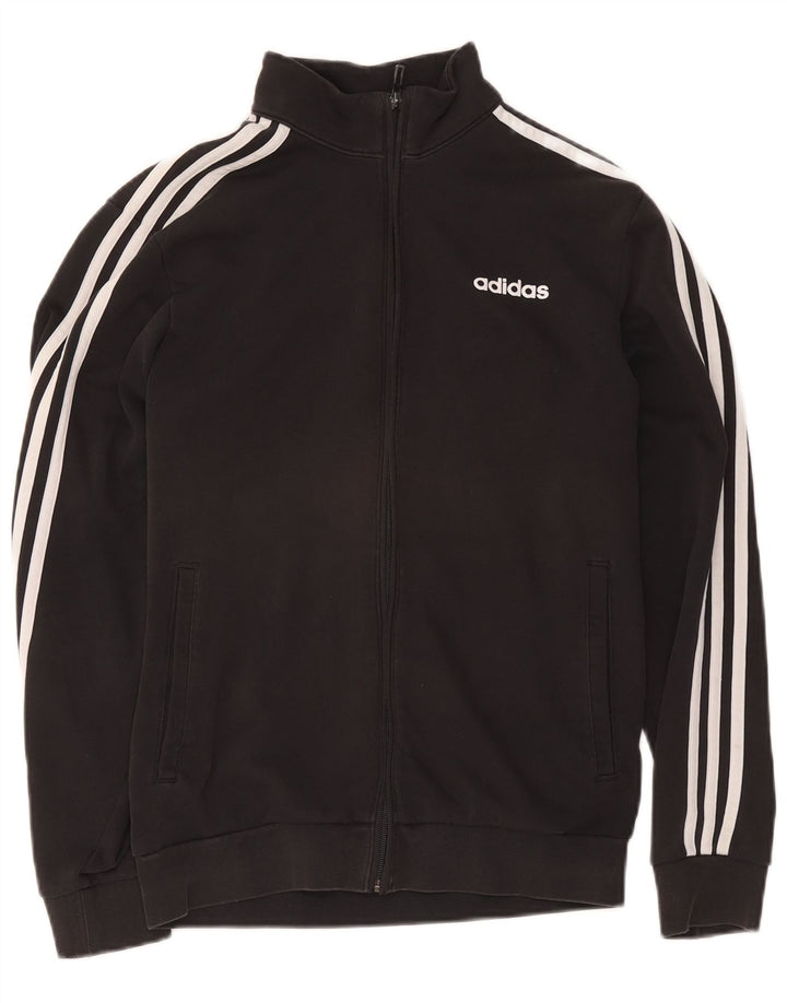 Adidas Hombre Chándal Top Chaqueta Pequeña Algodón Negro