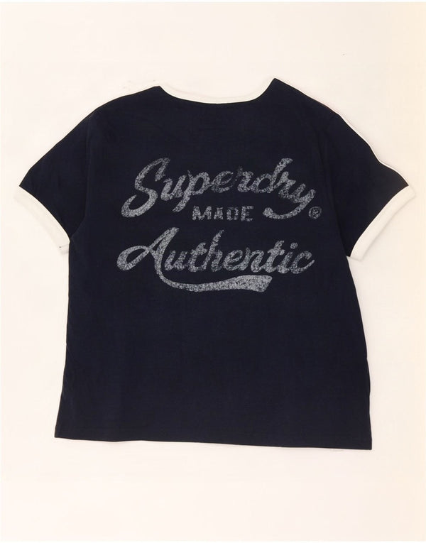 Superdry Camiseta Corta Con Gráfico Para Mujer UK 8 Small Azul Marino Colorblock