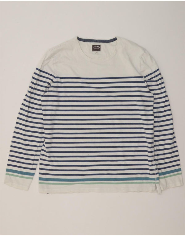Fat Face Mens Top Long Sleeve XL White Striped Cotton