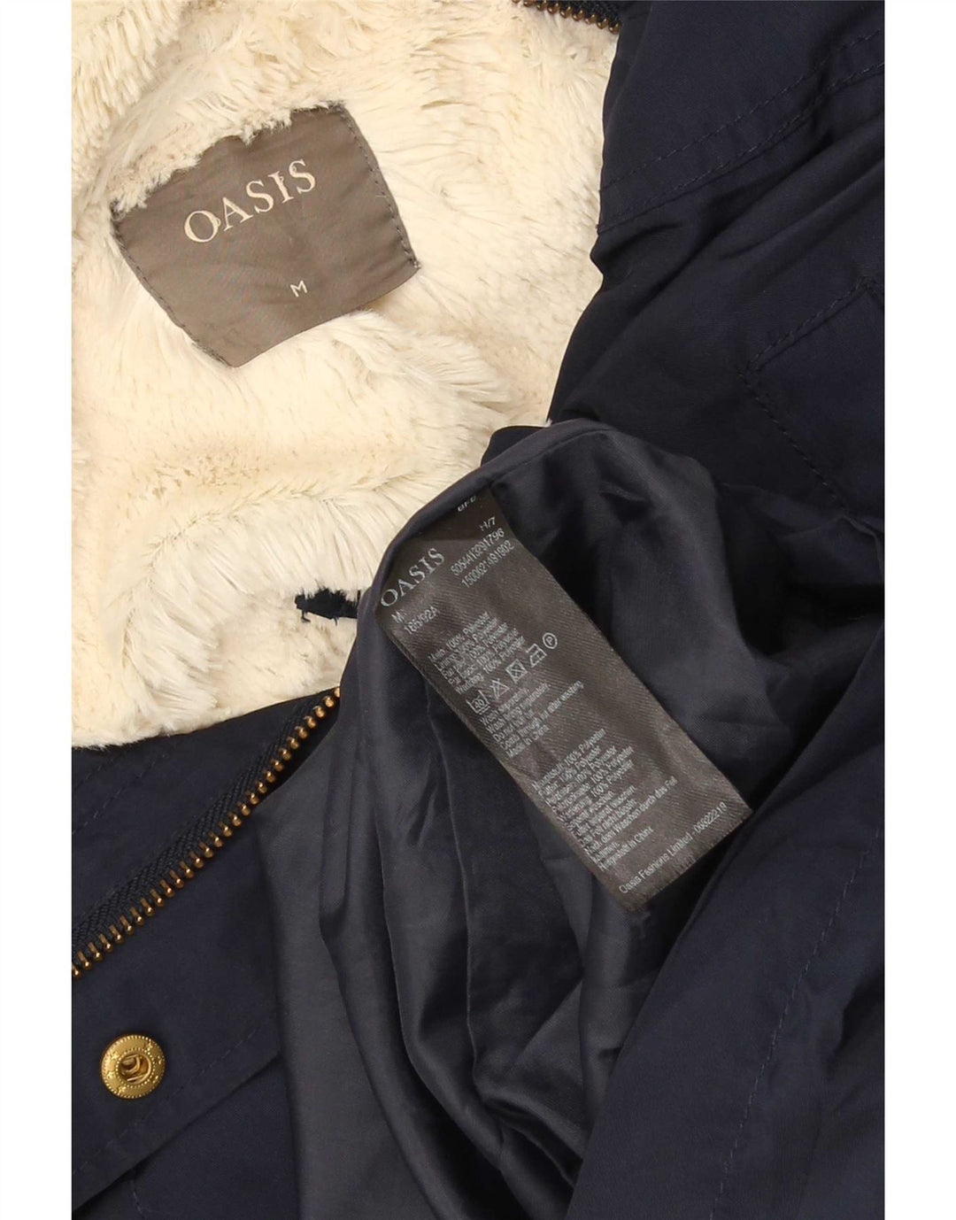 Oasis Chaqueta Parka Sherpa con Capucha para Mujer UK 44 Poliéster Azul Marino Mediano