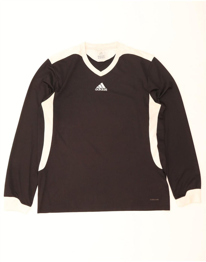 Adidas Mens Climalite Top Manga Larga Grande Negro Colorblock Poliéster
