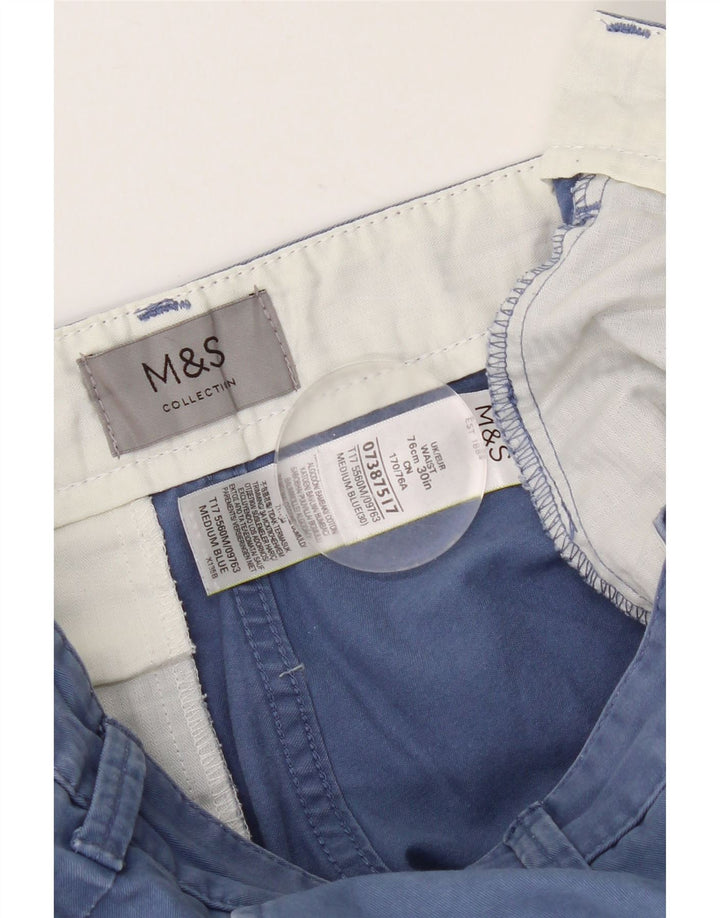 Marks & Spencer Pantalones cortos chinos para hombre W30 Algodón azul marino mediano