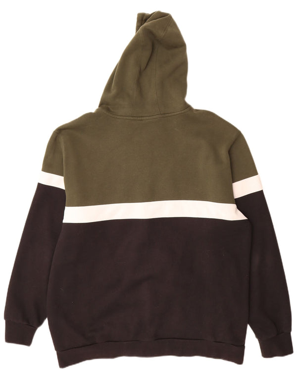 Adidas Hombre Zip Sudadera Con Capucha Suéter XL Verde Colorblock Algodón