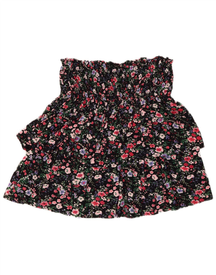 JOE BROWNS Falda con volantes para mujer UK 12 Medium W30 Viscosa floral negra