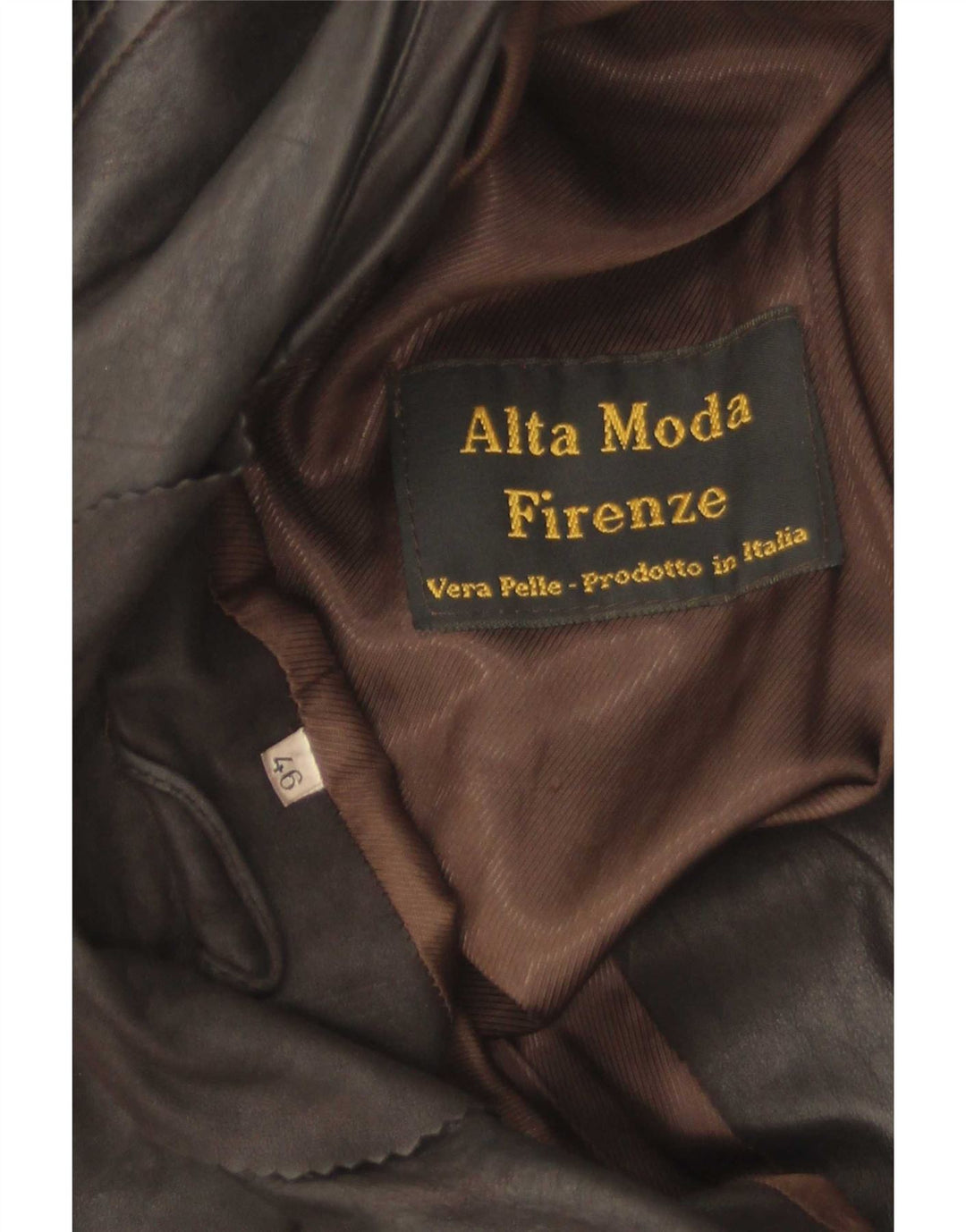 Alta Moda Firenze Chaqueta de cuero para mujer IT 46 Cuero marrón grande