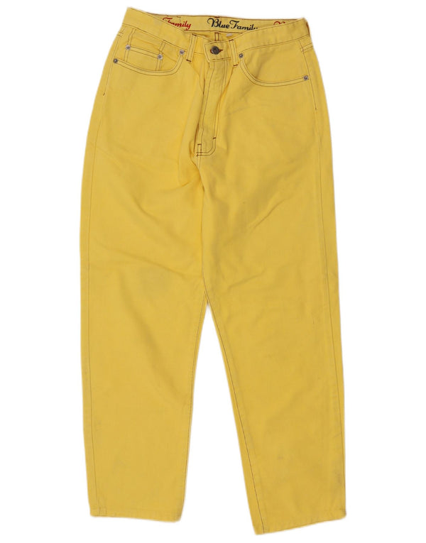 Vaqueros Cónicos De Talle Alto Mujer Benetton IT 48 XL W30 L27 Amarillo Algodón