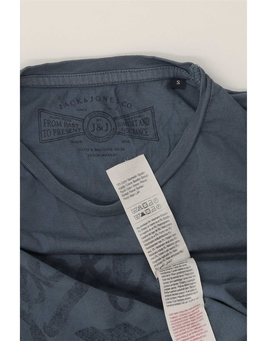 Jack & Jones Hombre Camiseta Gráfica Top Small Azul Algodón