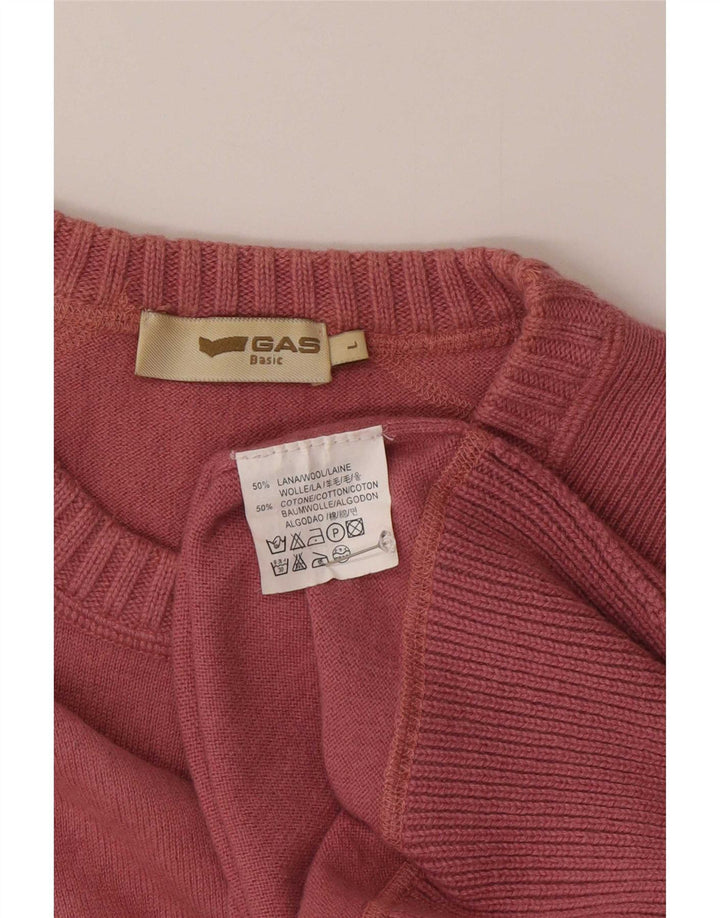 Gas Hombre Jersey De Cuello Redondo Jersey De Lana Rosa Grande