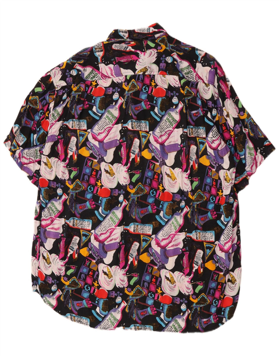 Camisa vintage de manga corta con estampado abstracto para hombre XL Viscosa multicolor