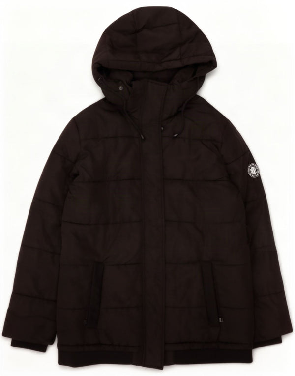 Dkny Abrigo acolchado extragrande con capucha para mujer UK 44 Mediano Poliéster negro