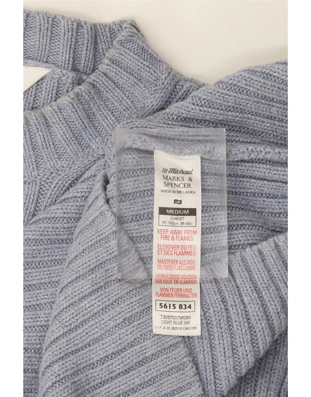 Marks & Spencer Jersey de cuello redondo para hombre de algodón azul medio