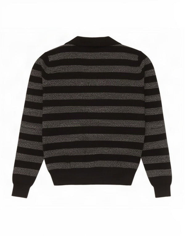 Marks & Spencer - Jersey de cuello polo para mujer, talla 40, talla grande, color negro a rayas