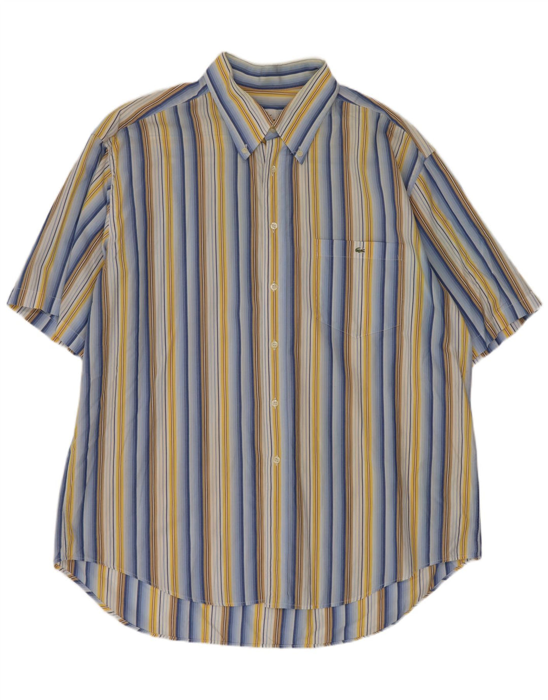 Camisa Lacoste Hombre Manga Corta Talla 46 2XL Rayas Multicolor