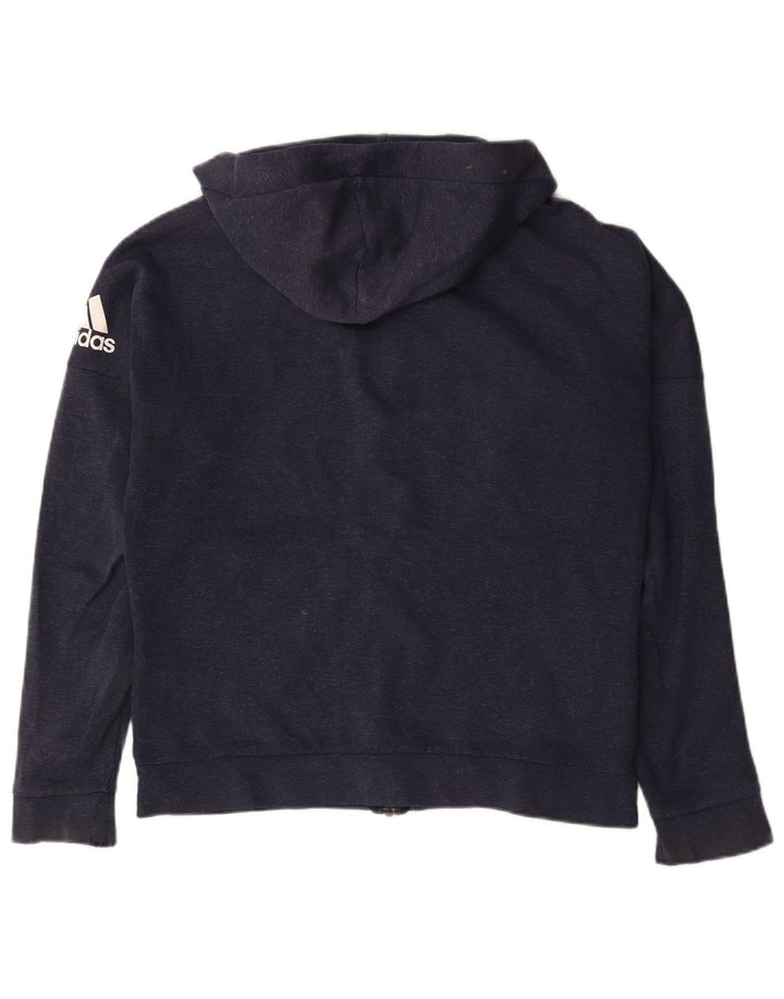 Adidas Hombre Zip Sudadera Con Capucha Suéter Medio Azul Marino Algodón