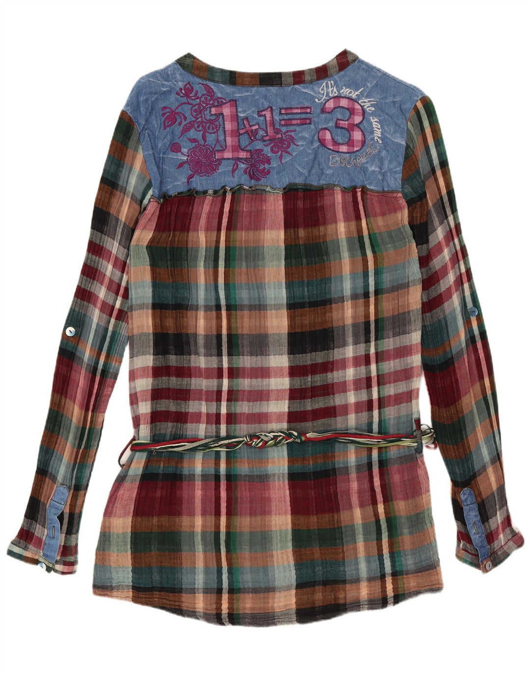 DESIGUAL Blusa gráfica para mujer Top UK 46 Large Multicolor Check