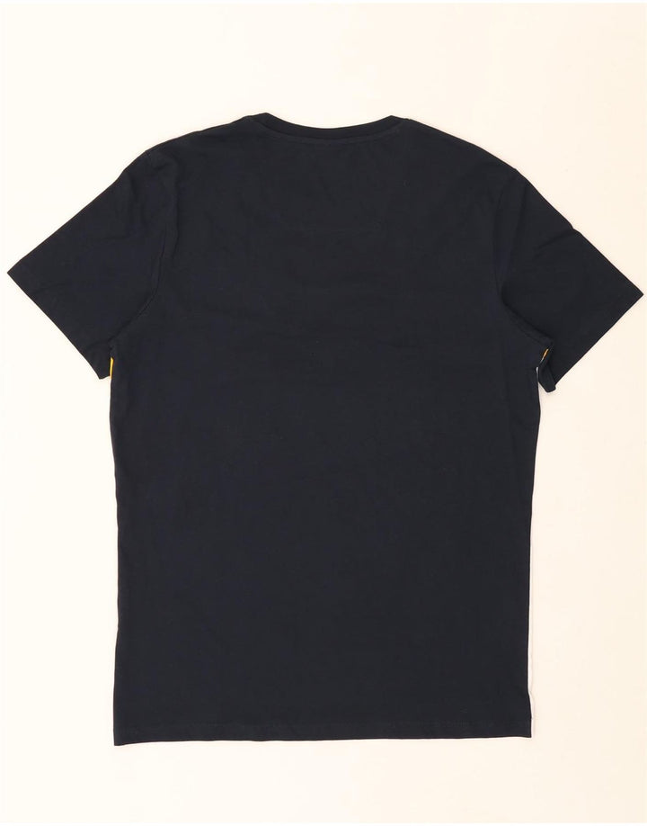 JACK & JONES Mens Core T-Shirt Top Medium Navy Blue Colourblock Cotton Vintage Jack & Jones and Second-Hand Jack & Jones from Messina Hembry 