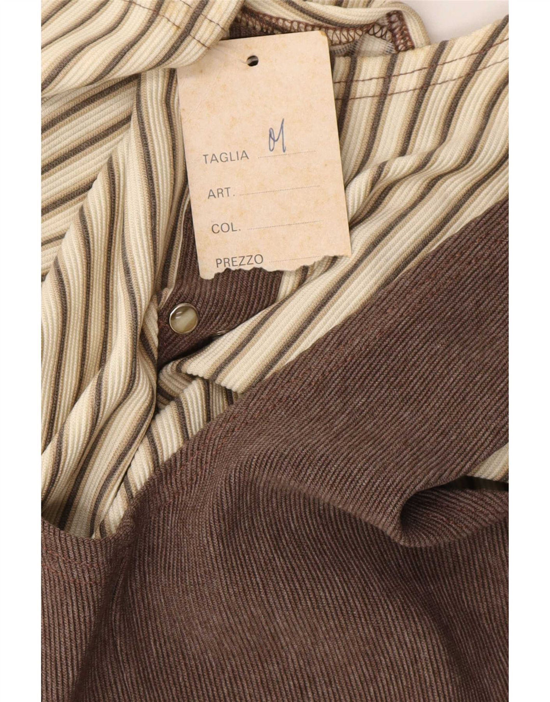 Vintage mujer 2 piezas set Reino Unido 12 marrón medio rayas