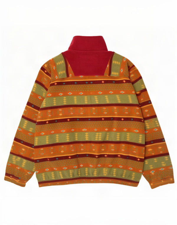 Vintage hombres zip cuello polar jumper XL multicolor geométrico