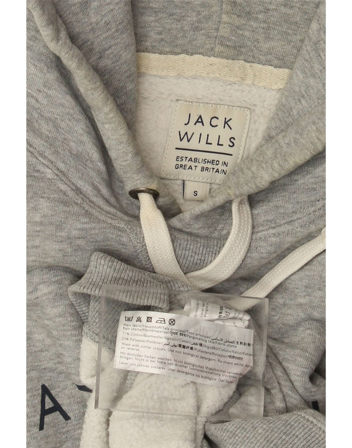 Jack Wills Hombre Sudadera Con Capucha Gráfica Jersey Pequeño Gris Algodón