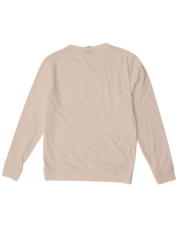 HUGO BOSS Hombre | Sudadera con gráfico tipo jersey de algodón blanco mediano