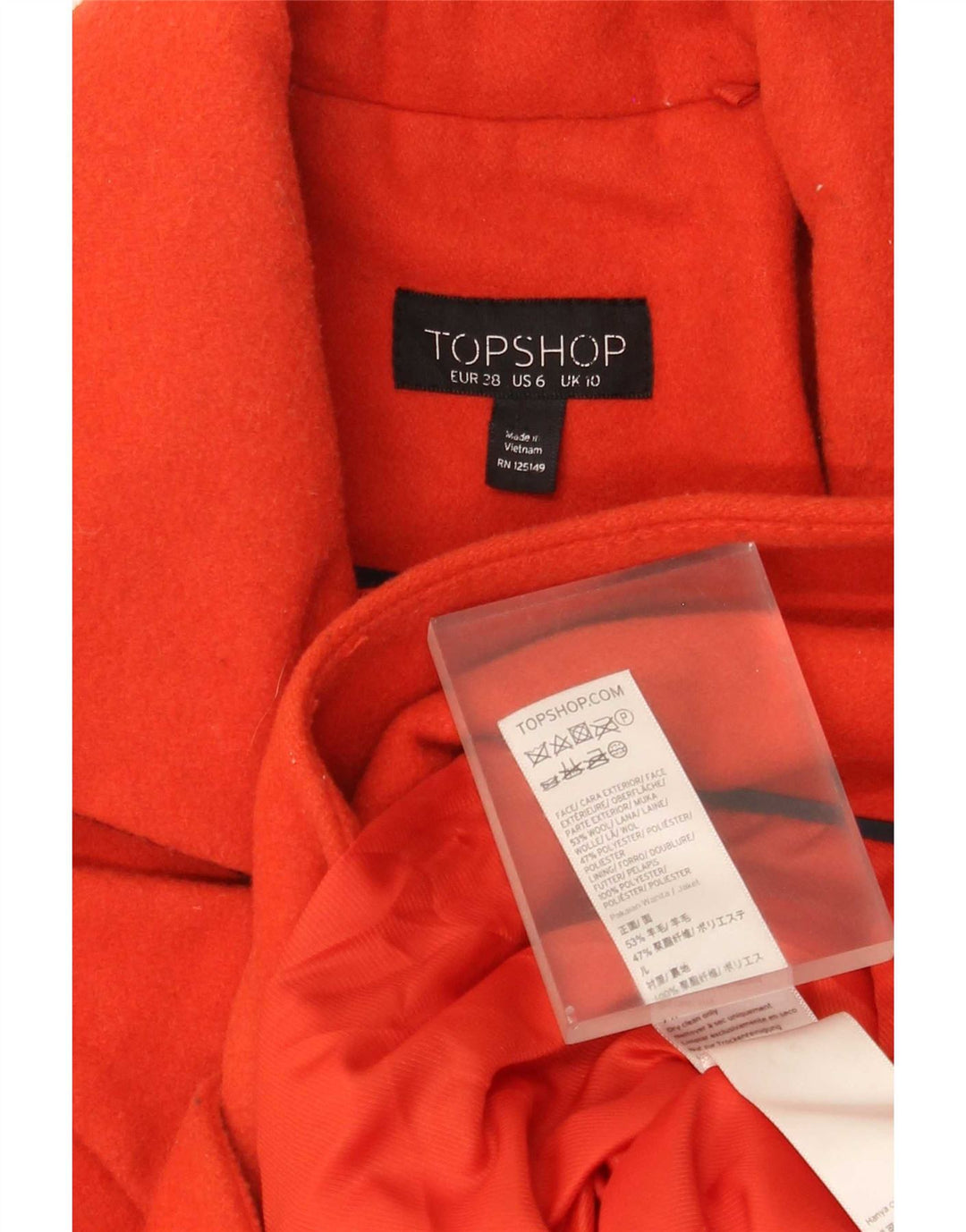 Topshop Abrigo cruzado para mujer UK 10 Small Lana naranja