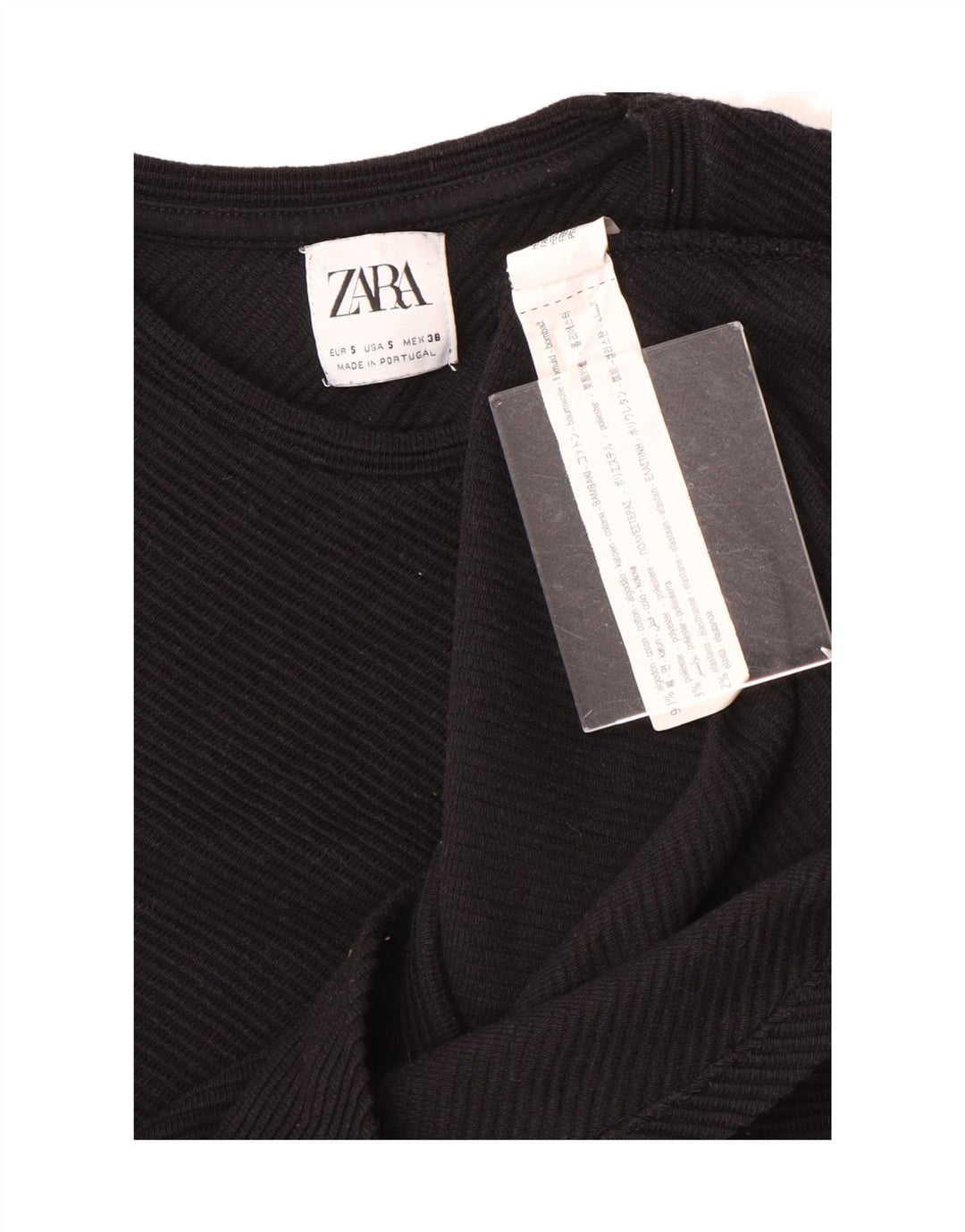 Zara Hombre Top Manga Larga Small Algodón Negro