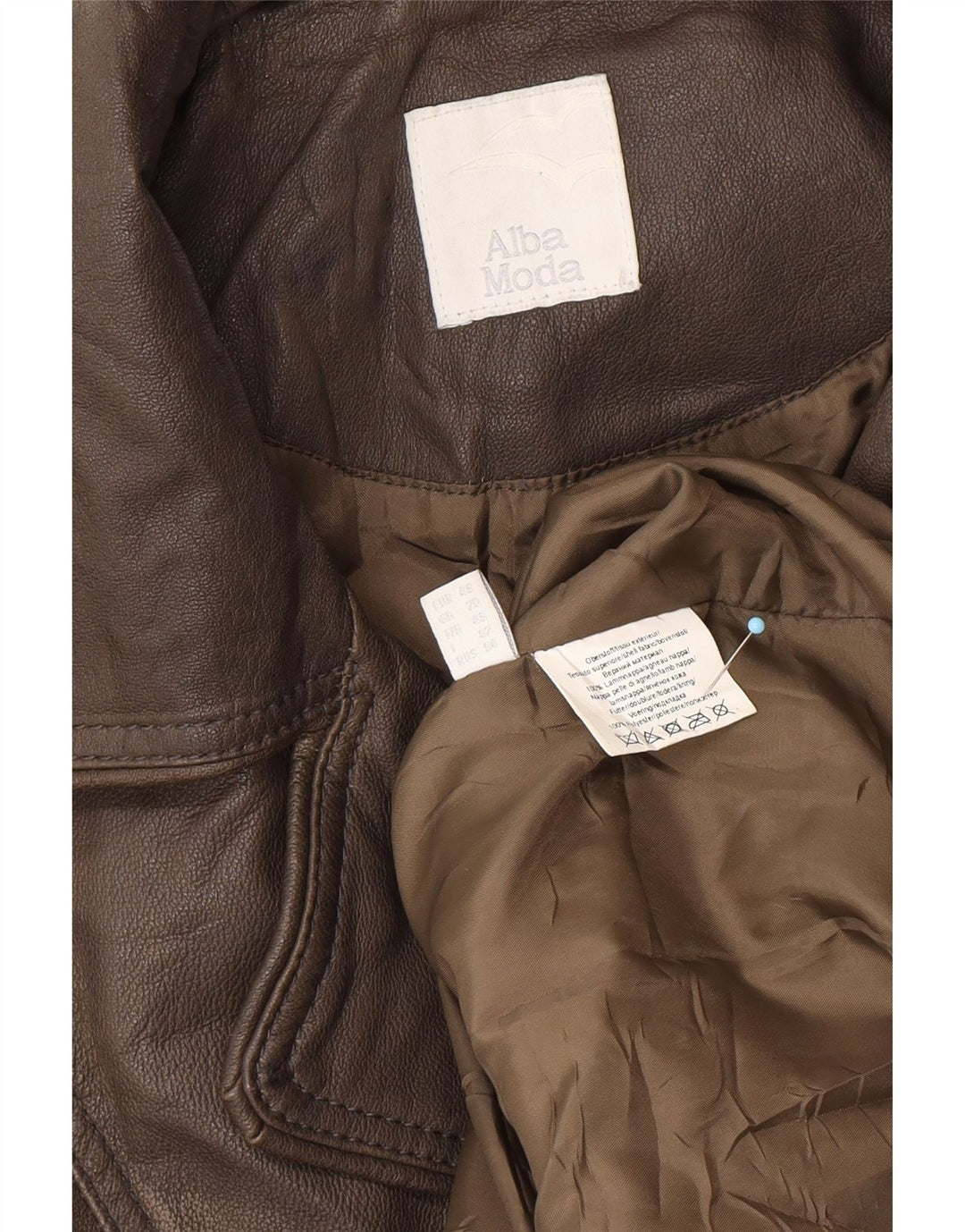 ALBA MODA Abrigo de cuero militar para mujer UK 20 2XL Cuero marrón