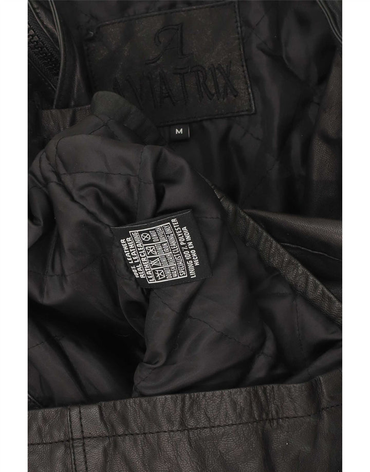 Aviatrix Chaqueta de cuero militar para hombre UK 38 Medium Black