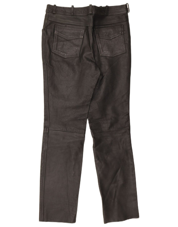 Pantalones de cuero vintage para hombre W32 L33 Negro