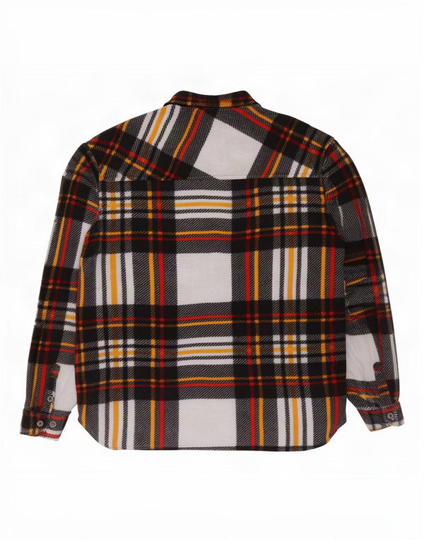Vintage hombres polar camisa grande multicolor poliéster a cuadros