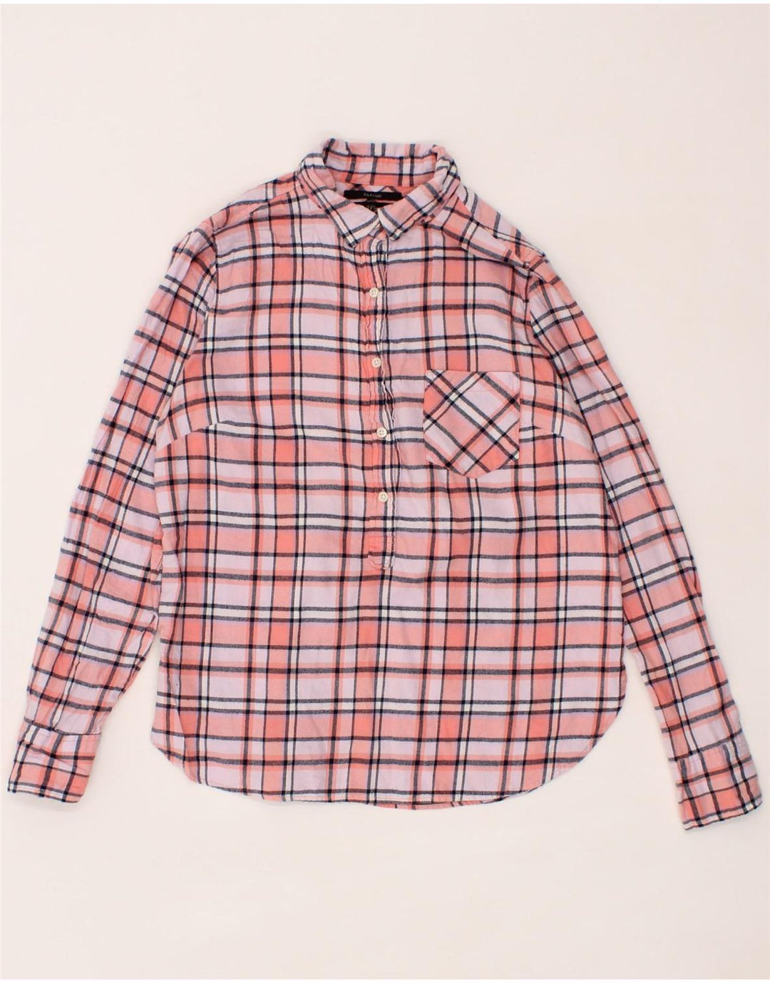 J. CREW Womens Classic Pullover Flannel Shirt US 2 XS Pink Check Cotton Vintage J. Crew and Second-Hand J. Crew from Messina Hembry 