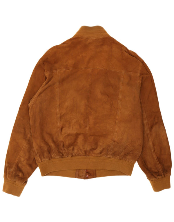 Vintage hombres ante bomber chaqueta Reino Unido 40 cuero marrón grande