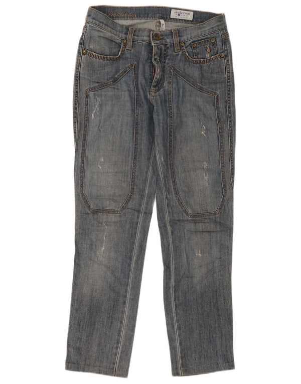 Vaqueros ajustados desgastados para mujer Jeckerson W26 L26 algodón azul