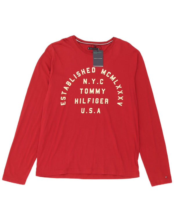 Tommy Hilfiger Top gráfico para hombre de manga larga XL de algodón rojo