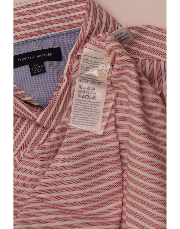 Tommy Hilfiger Camisa para hombre 2XL Algodón a rayas rojas
