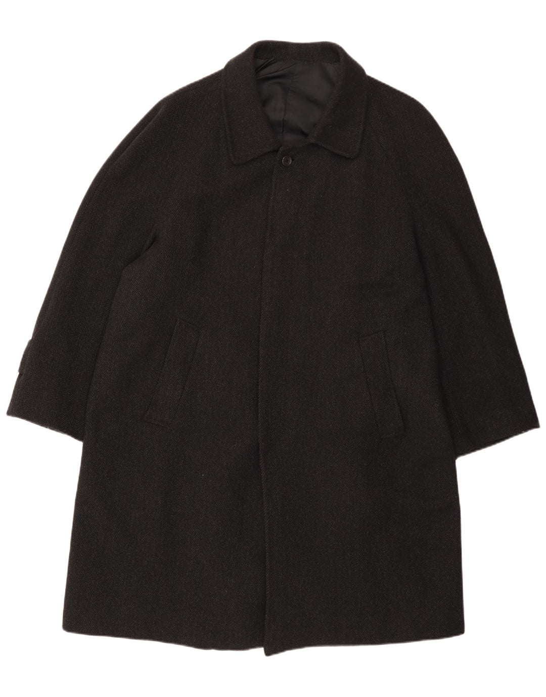 Vintage hombres abrigo Reino Unido 44 2XL negro