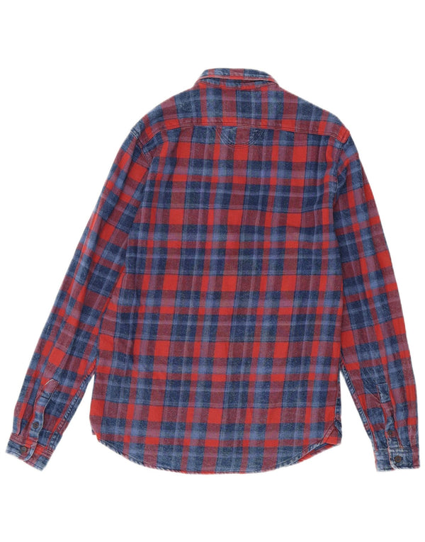 Zara Hombre Camisa De Franela Slim Fit Cuadros Rojos Medianos
