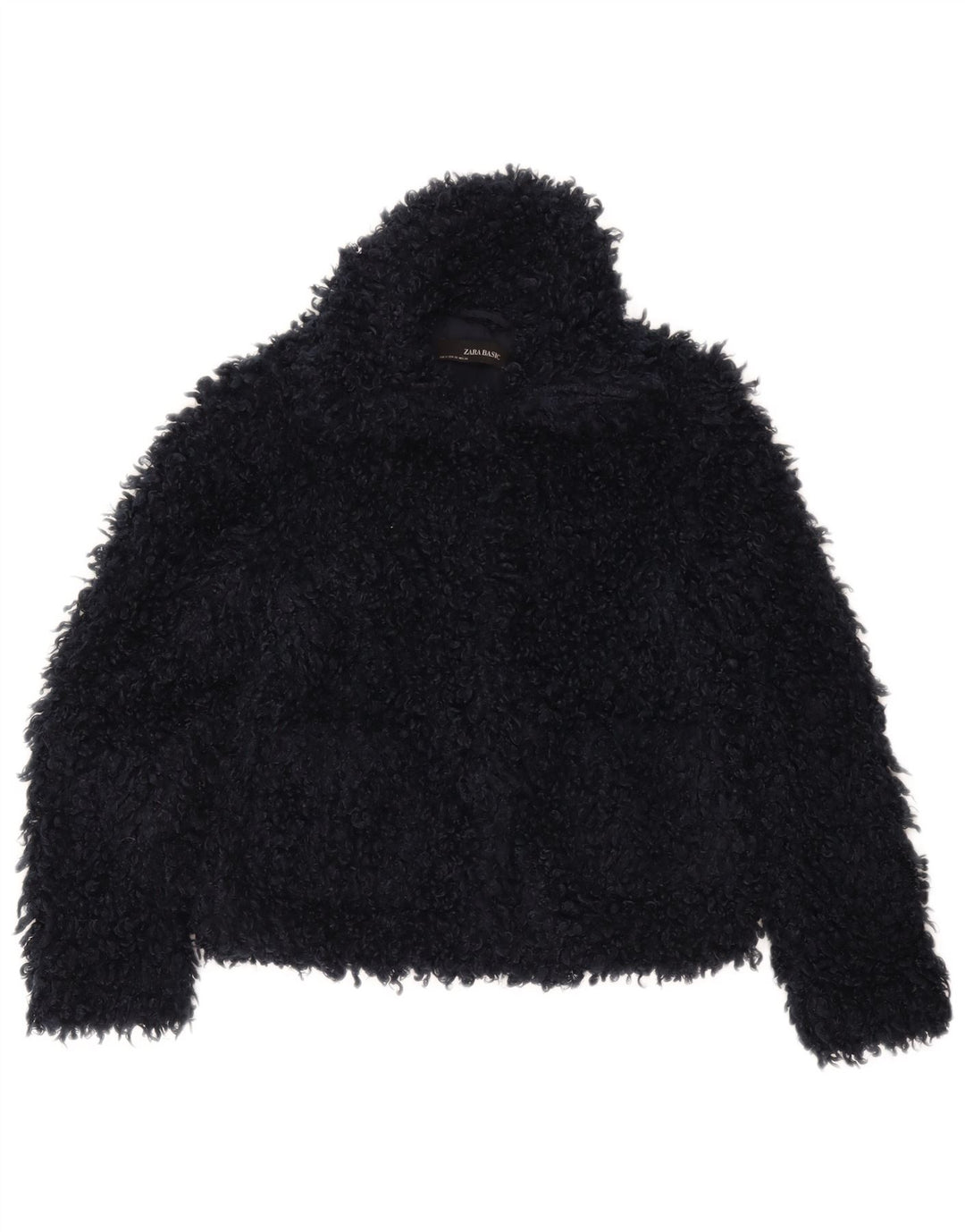 Zara Mujer Chaqueta extragrande de piel sintética UK 6 XS Poliéster azul marino