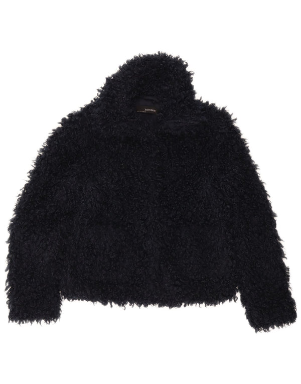 Zara Mujer Chaqueta extragrande de piel sintética UK 6 XS Poliéster azul marino