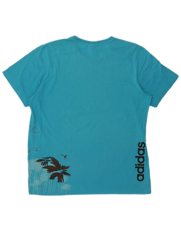 Adidas Hombre Camiseta Gráfica Top XL Algodón Azul